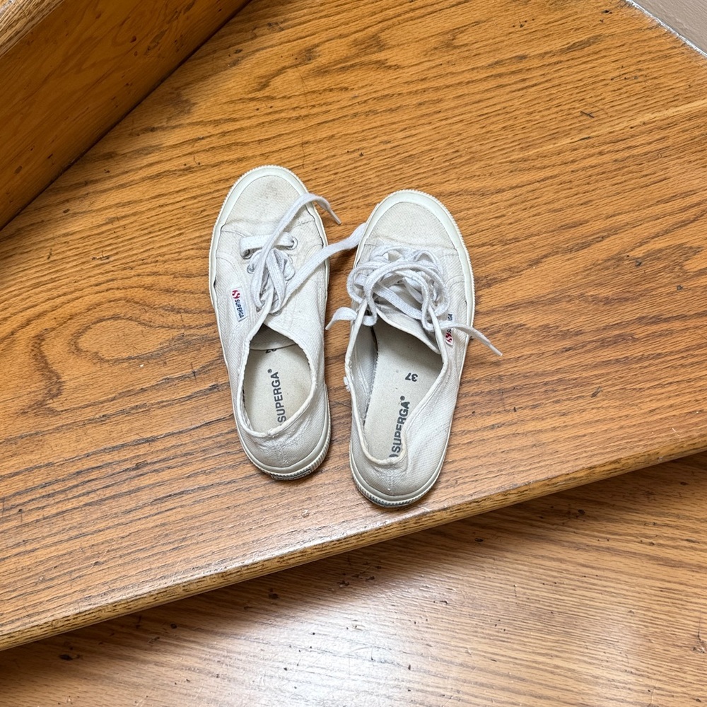 Superga Off-White Canvas Lace-Up Sneakers